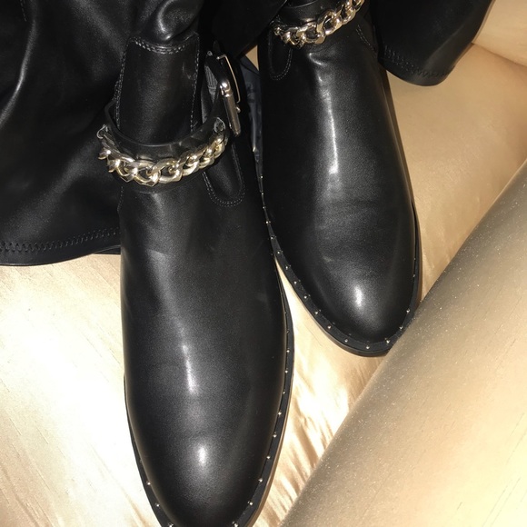 BLOGGER Zara Flat Over the Knee Boots Chain Detail - Picture 6 of 8